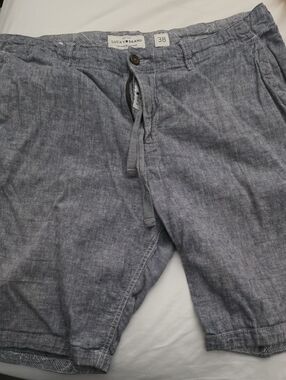 Lucky Brand Men's Blue Linen-Blend Flat Front Shorts